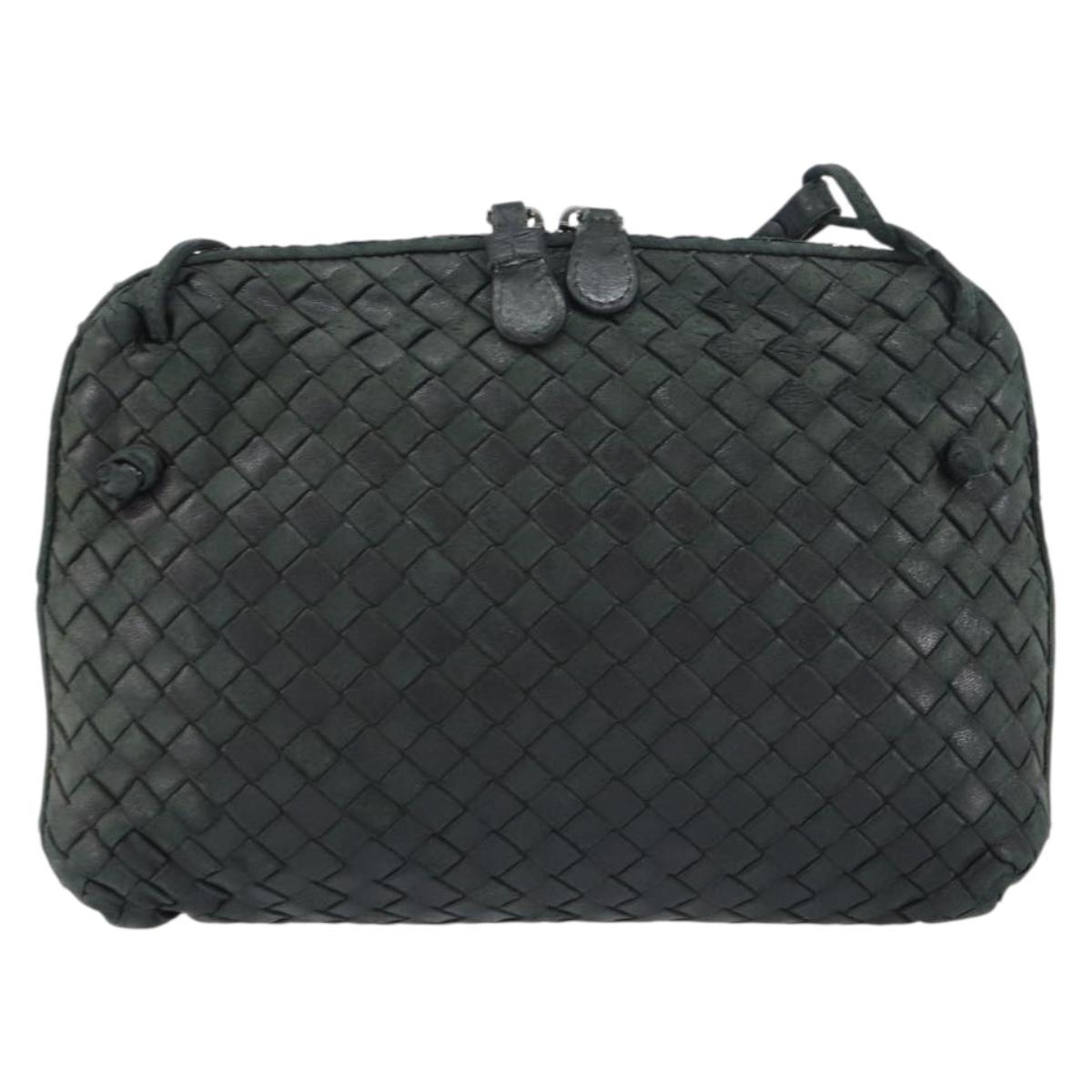 BOTTEGA VENETA INTRECCIATO Shoulder Bag Leather Black Auth ka524