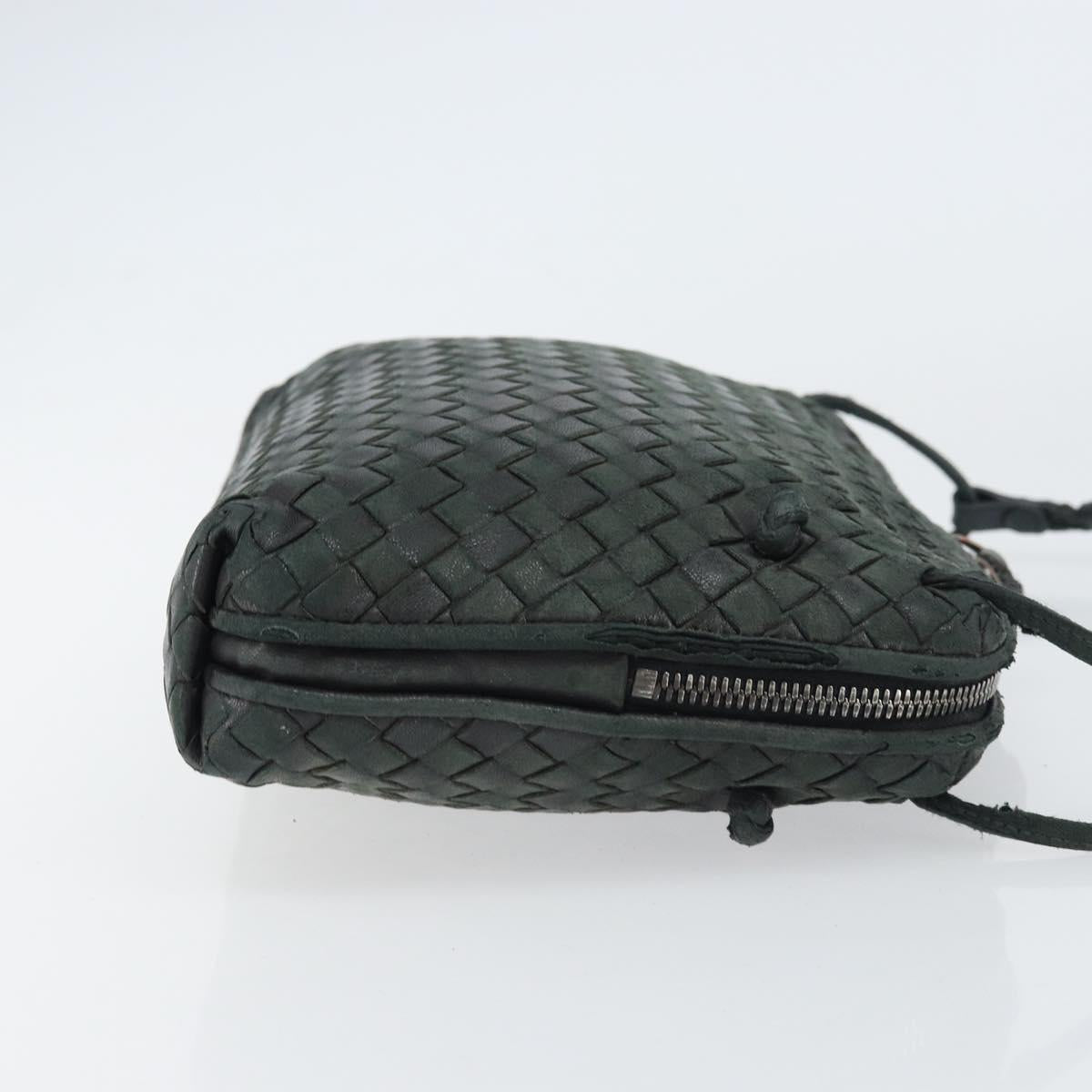 BOTTEGA VENETA INTRECCIATO Shoulder Bag Leather Black Auth ka524