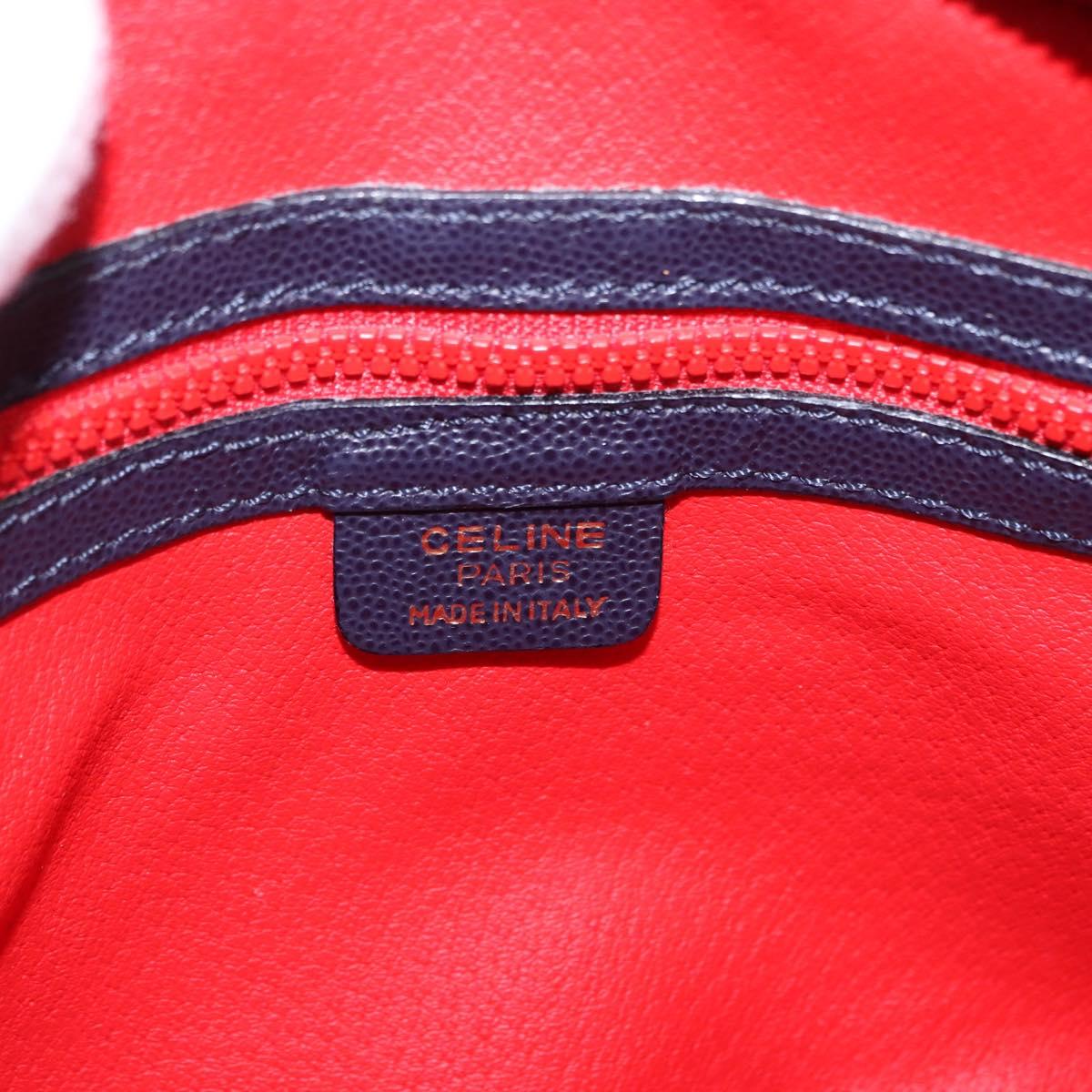 CELINE Shoulder Bag Leather Navy Gold Auth ka5240A