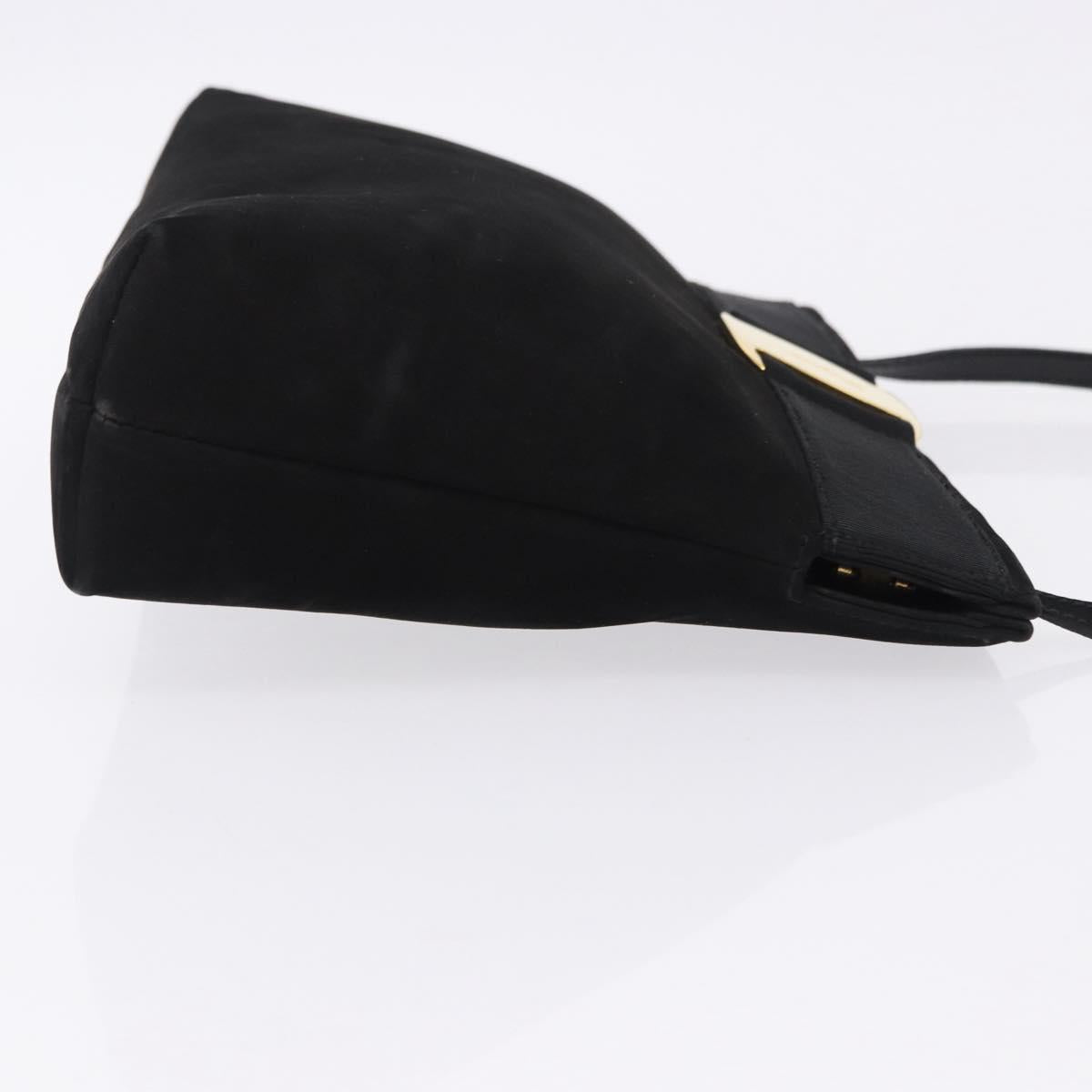 Salvatore Ferragamo Vala Shoulder Bag Suede Black Gold Auth ka5242