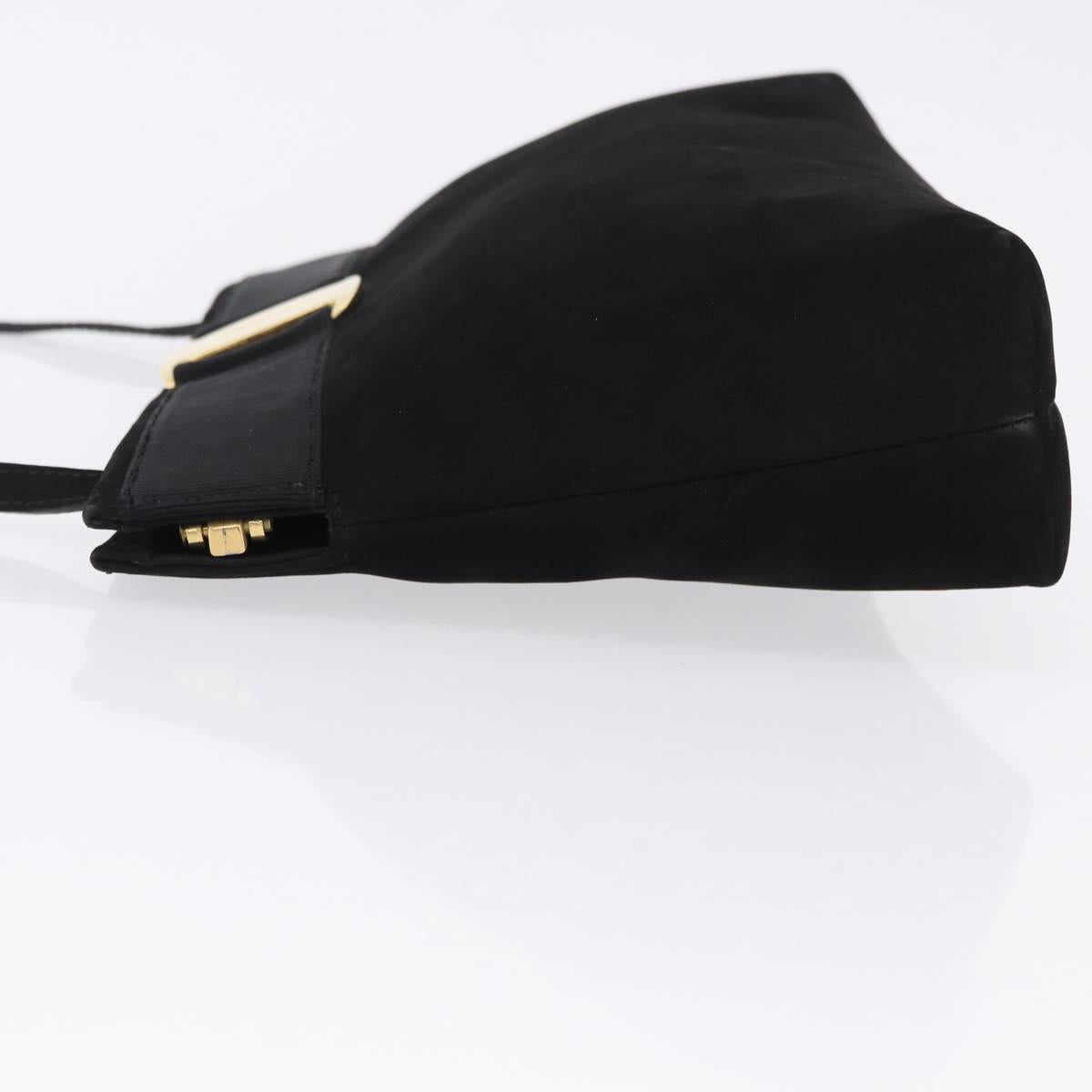 Salvatore Ferragamo Vala Shoulder Bag Suede Black Gold Auth ka5242