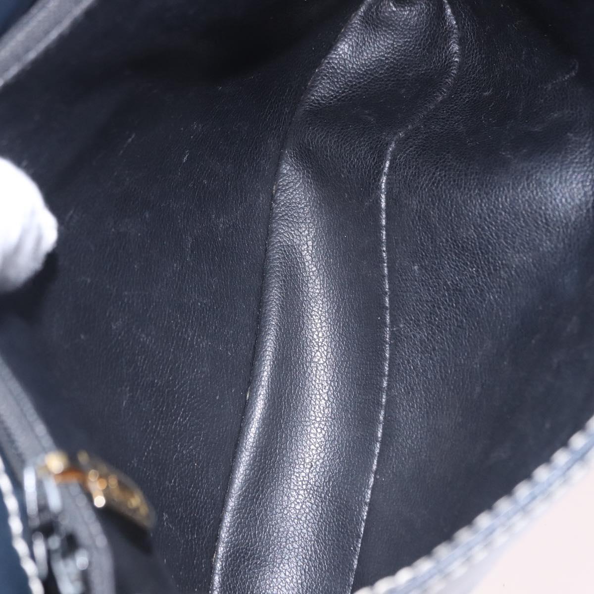 SAINT LAURENT Shoulder Bag Leather Navy Gold Auth ka5243A