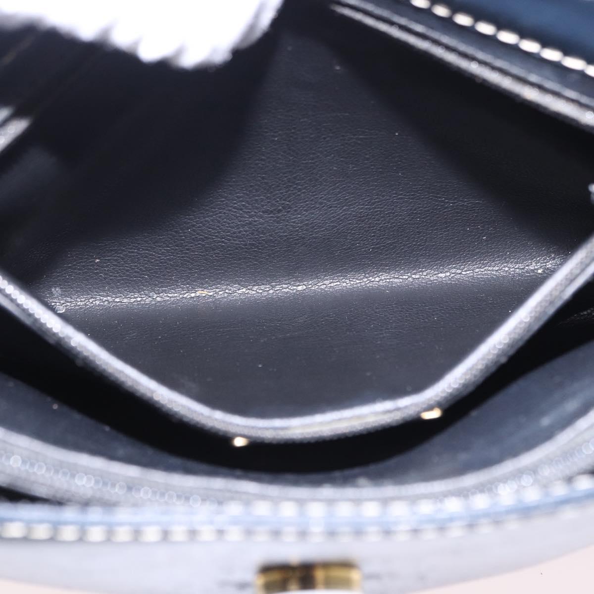 SAINT LAURENT Shoulder Bag Leather Navy Gold Auth ka5243A