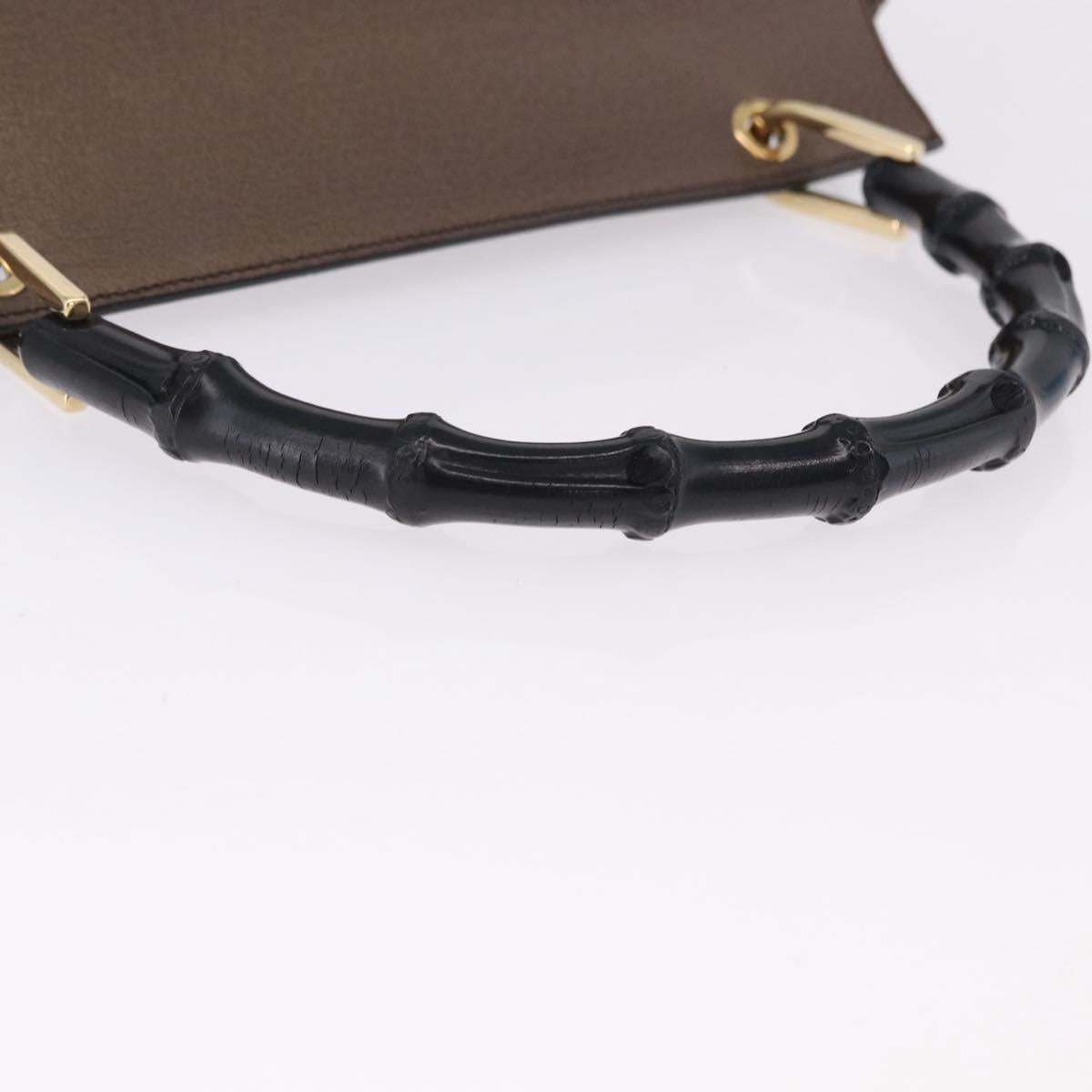 GUCCI Bamboo Hand Bag Leather Brown Gold 001 1118 1886 Auth ka5245