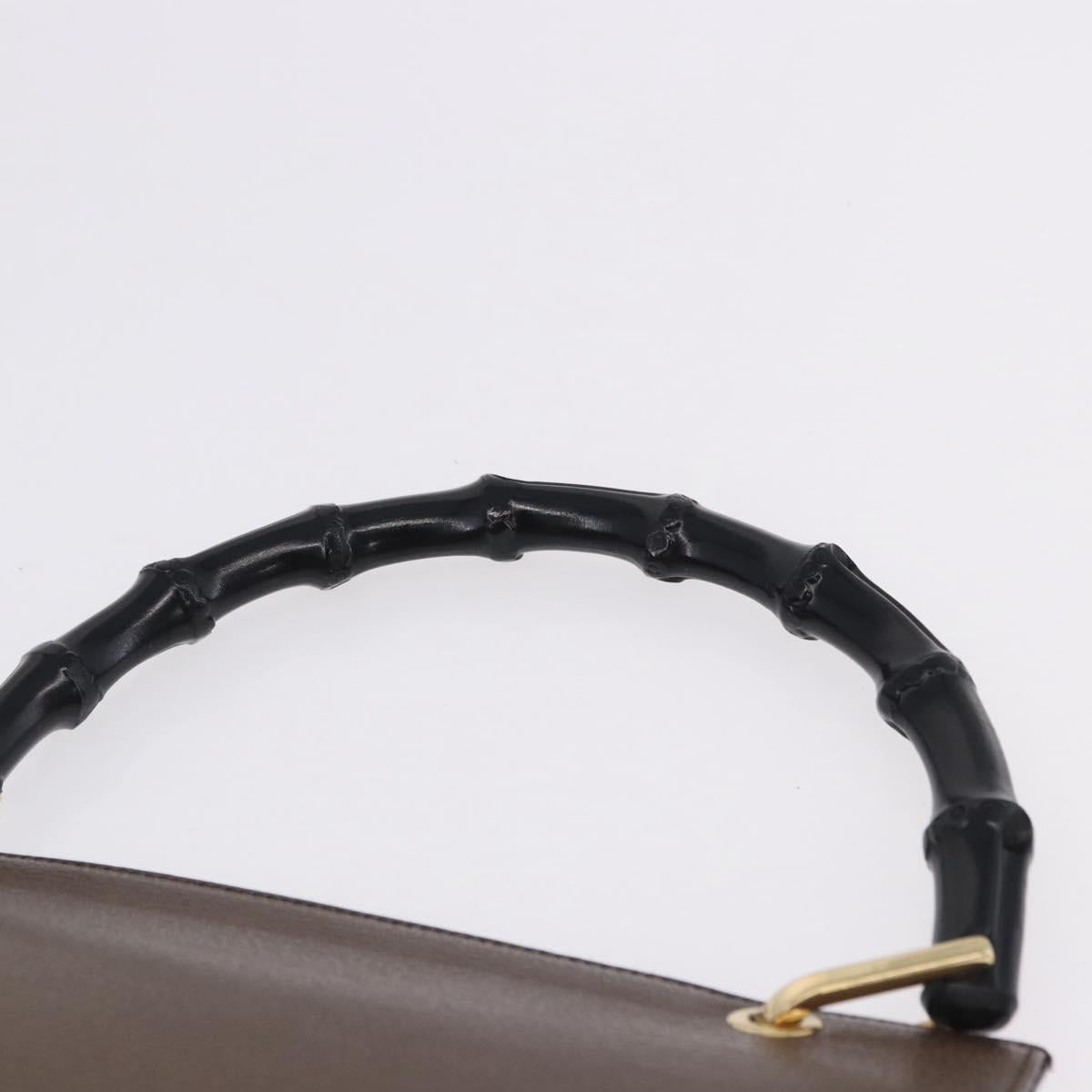 GUCCI Bamboo Hand Bag Leather Brown Gold 001 1118 1886 Auth ka5245