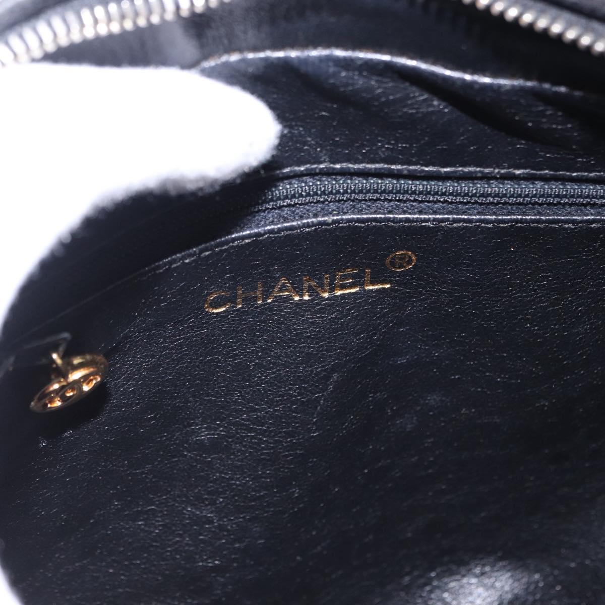 CHANEL Trip Luco co Shoulder Bag Leather Black Gold CC Auth ka5247