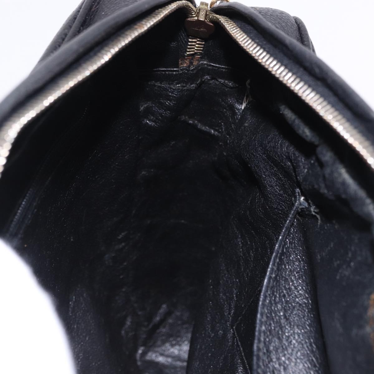 CHANEL Trip Luco co Shoulder Bag Leather Black Gold CC Auth ka5247