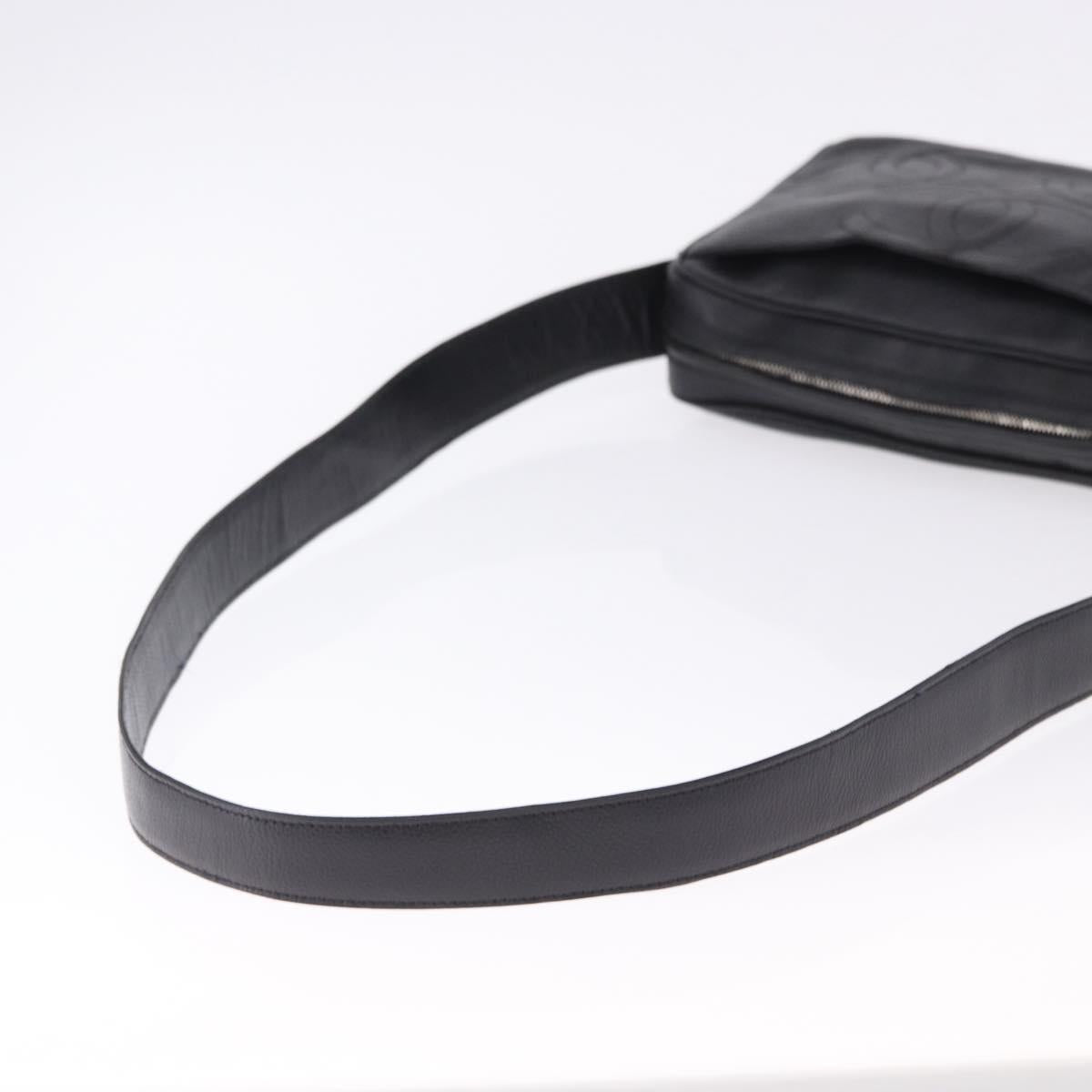 CHANEL Trip Luco co Shoulder Bag Leather Black Gold CC Auth ka5247