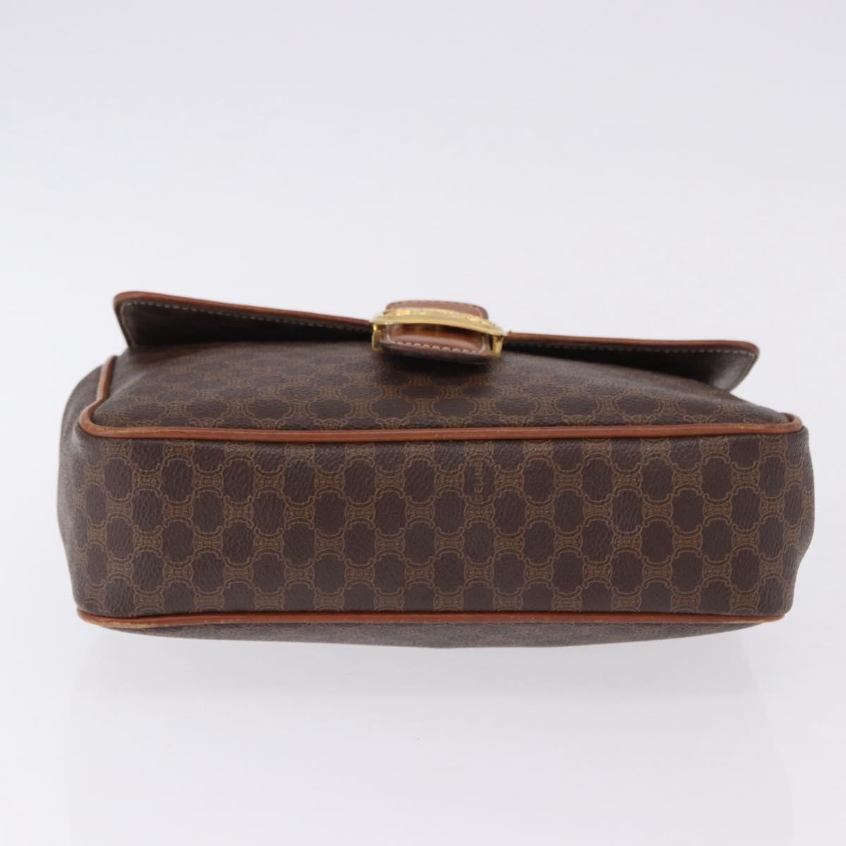 CELINE Macadam Canvas Hand Bag PVC Leather Brown Gold Auth ka5248A