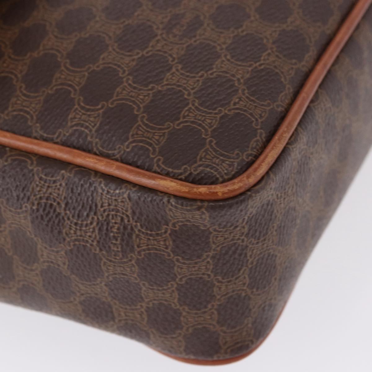 CELINE Macadam Canvas Hand Bag PVC Leather Brown Gold Auth ka5248A