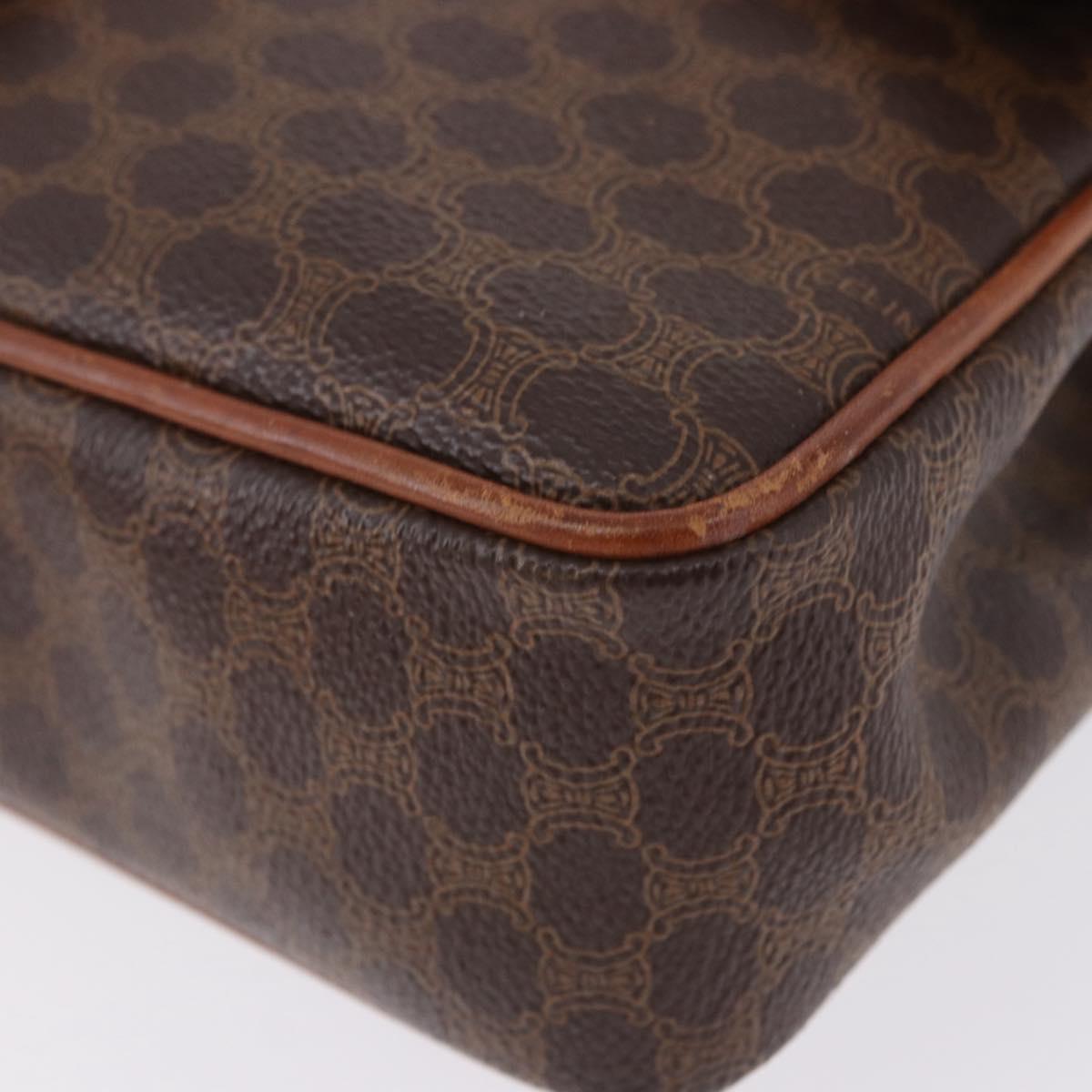 CELINE Macadam Canvas Hand Bag PVC Leather Brown Gold Auth ka5248A