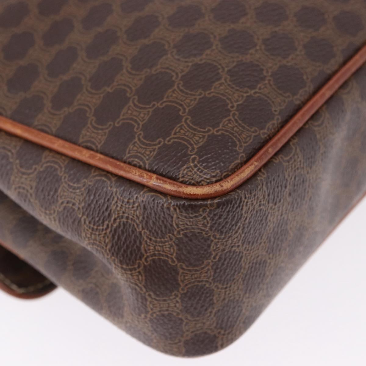 CELINE Macadam Canvas Hand Bag PVC Leather Brown Gold Auth ka5248A