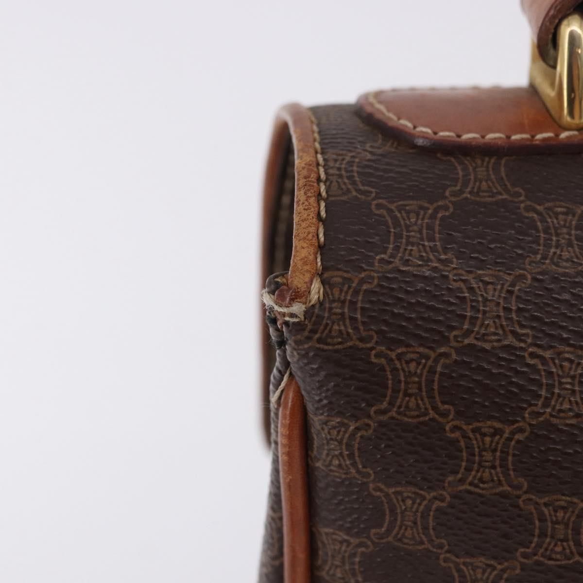 CELINE Macadam Canvas Hand Bag PVC Leather Brown Gold Auth ka5248A