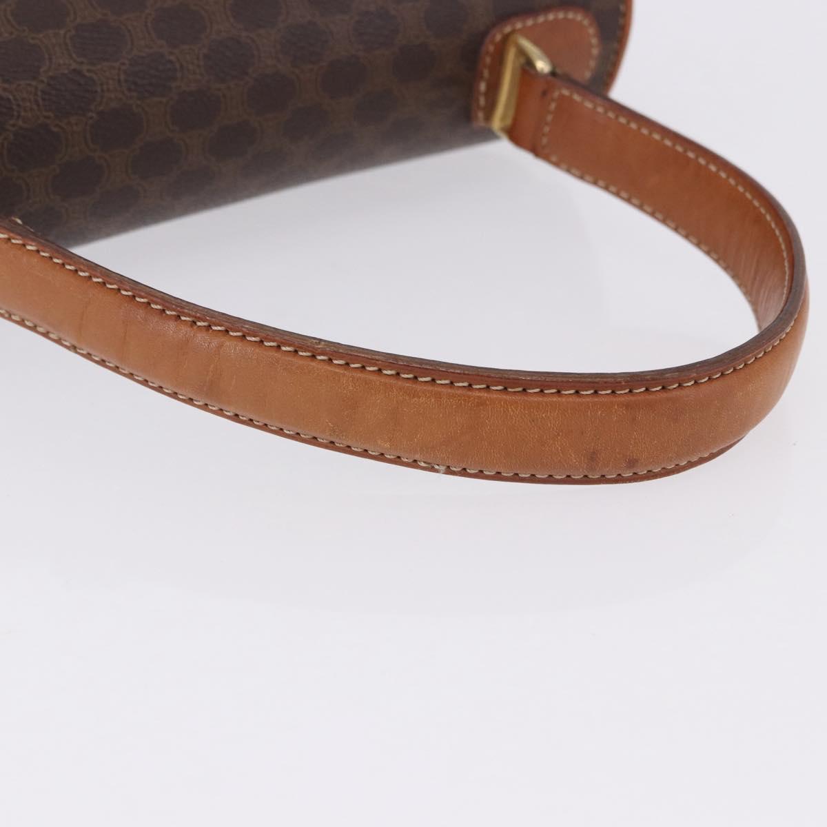 CELINE Macadam Canvas Hand Bag PVC Leather Brown Gold Auth ka5248A