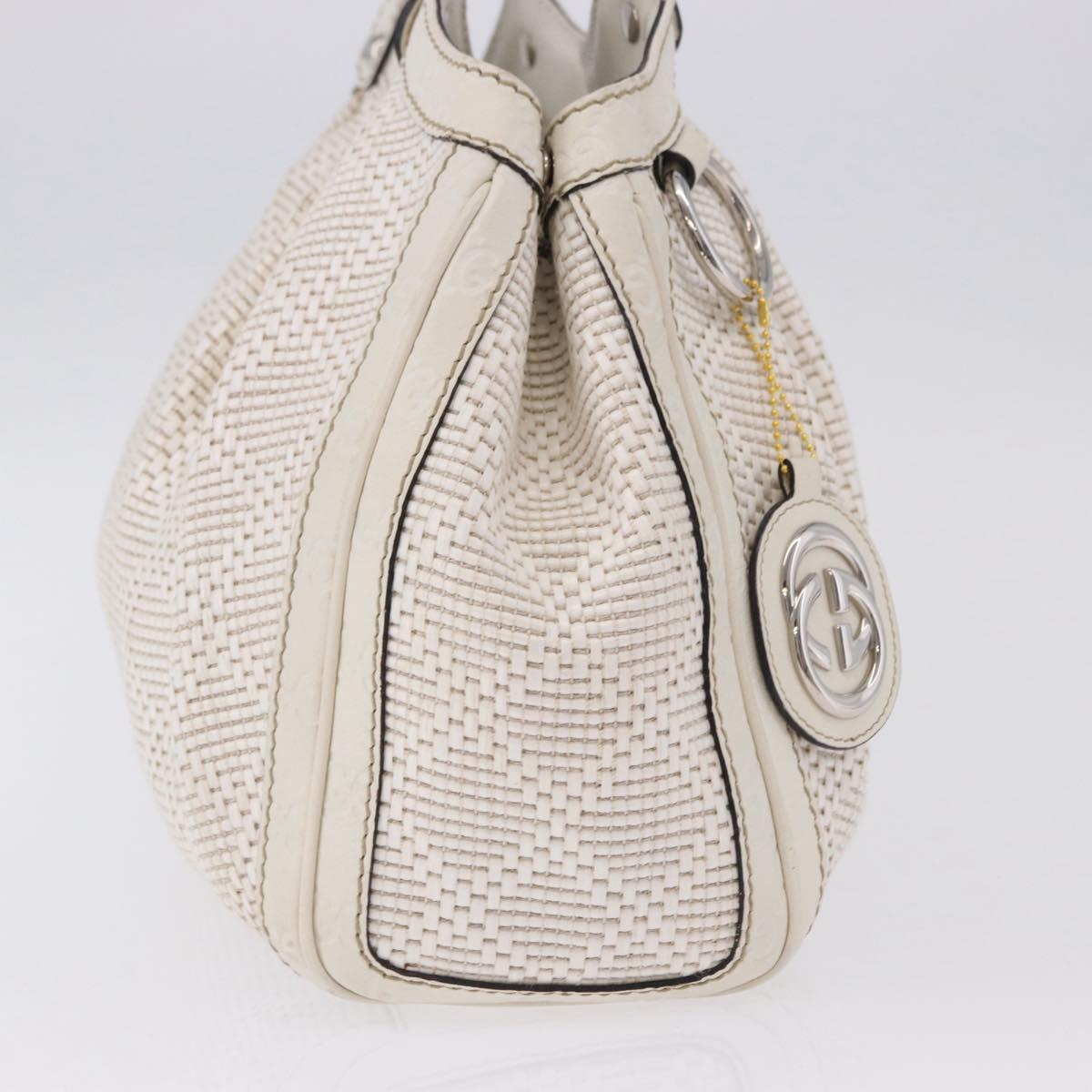 GUCCI GG Canvas Guccissima Tote Bag Leather White Silver 211944 Auth ka5249
