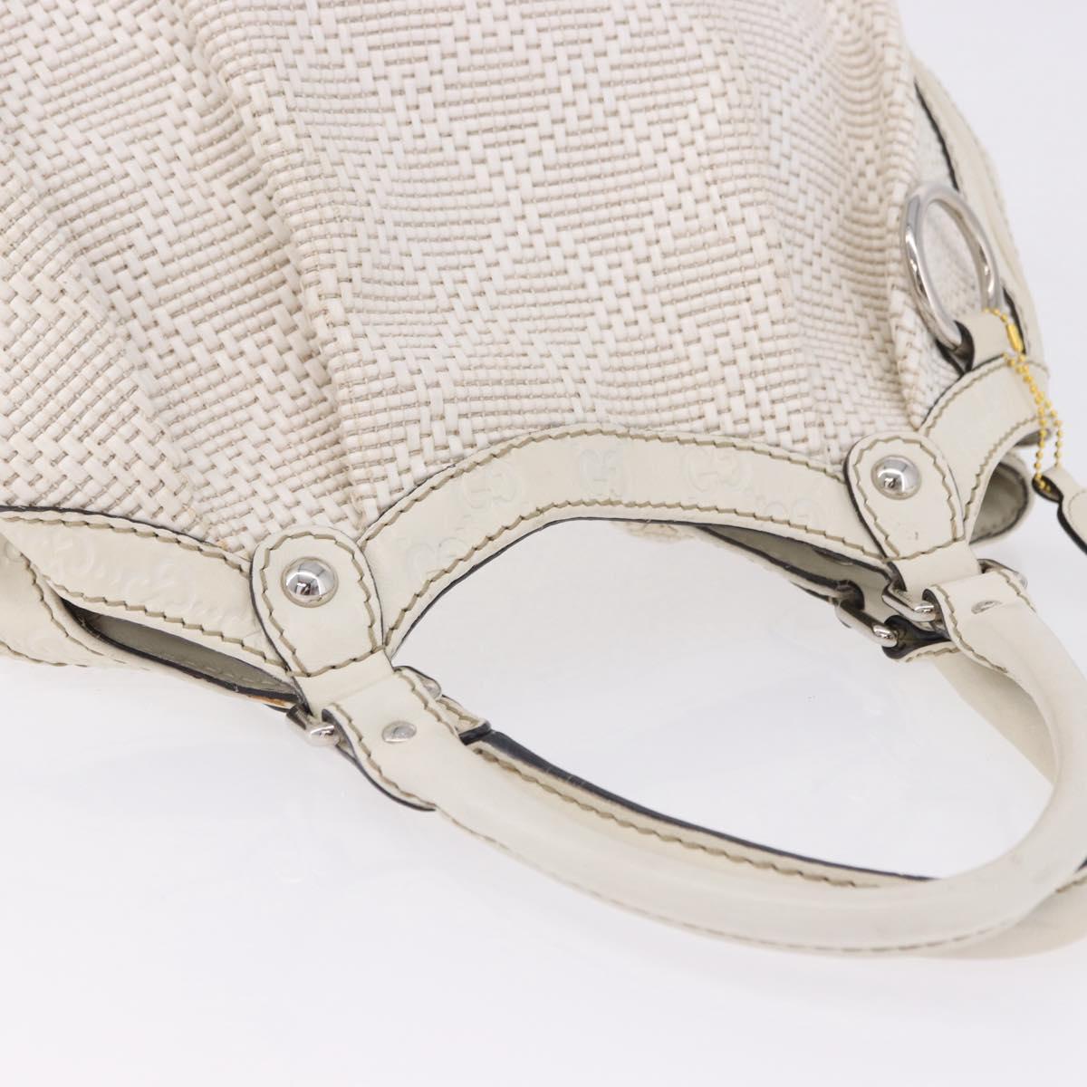 GUCCI GG Canvas Guccissima Tote Bag Leather White Silver 211944 Auth ka5249