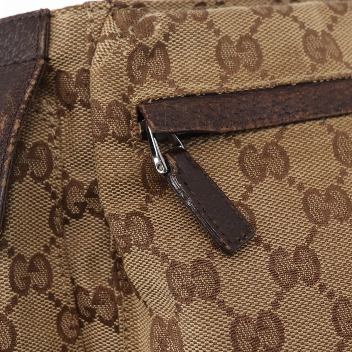 GUCCI GG Canvas Waist bag Beige Silver 28566 Auth ka525