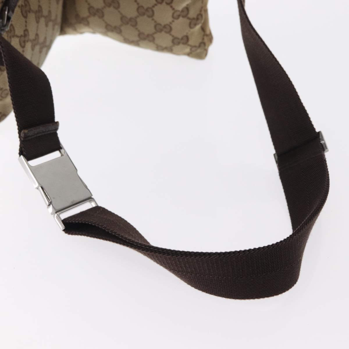 GUCCI GG Canvas Waist bag Beige Silver 28566 Auth ka525