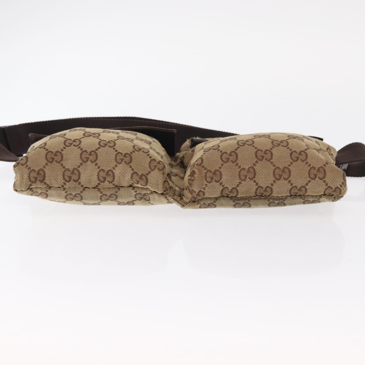 GUCCI GG Canvas Waist bag Beige Silver 28566 Auth ka525