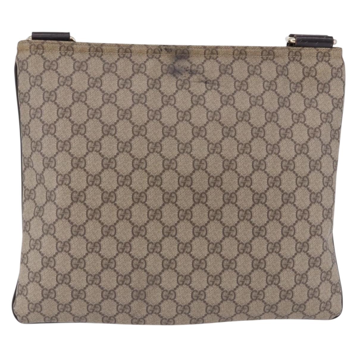 GUCCI GG Supreme Shoulder Bag PVC Beige Gold 201446 Auth ka5250