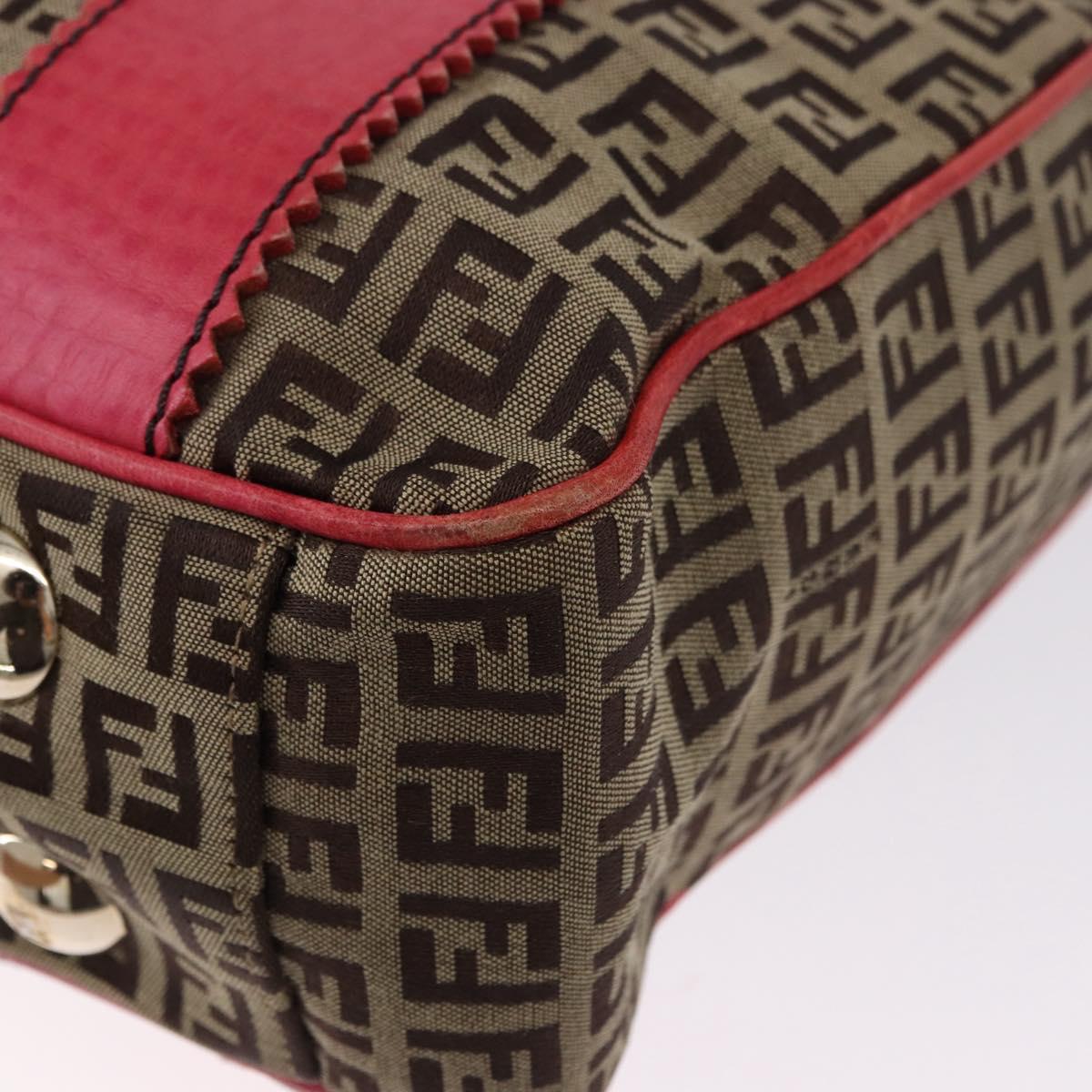 FENDI Zucchino Canvas Tote Bag Beige Gold Auth ka5251