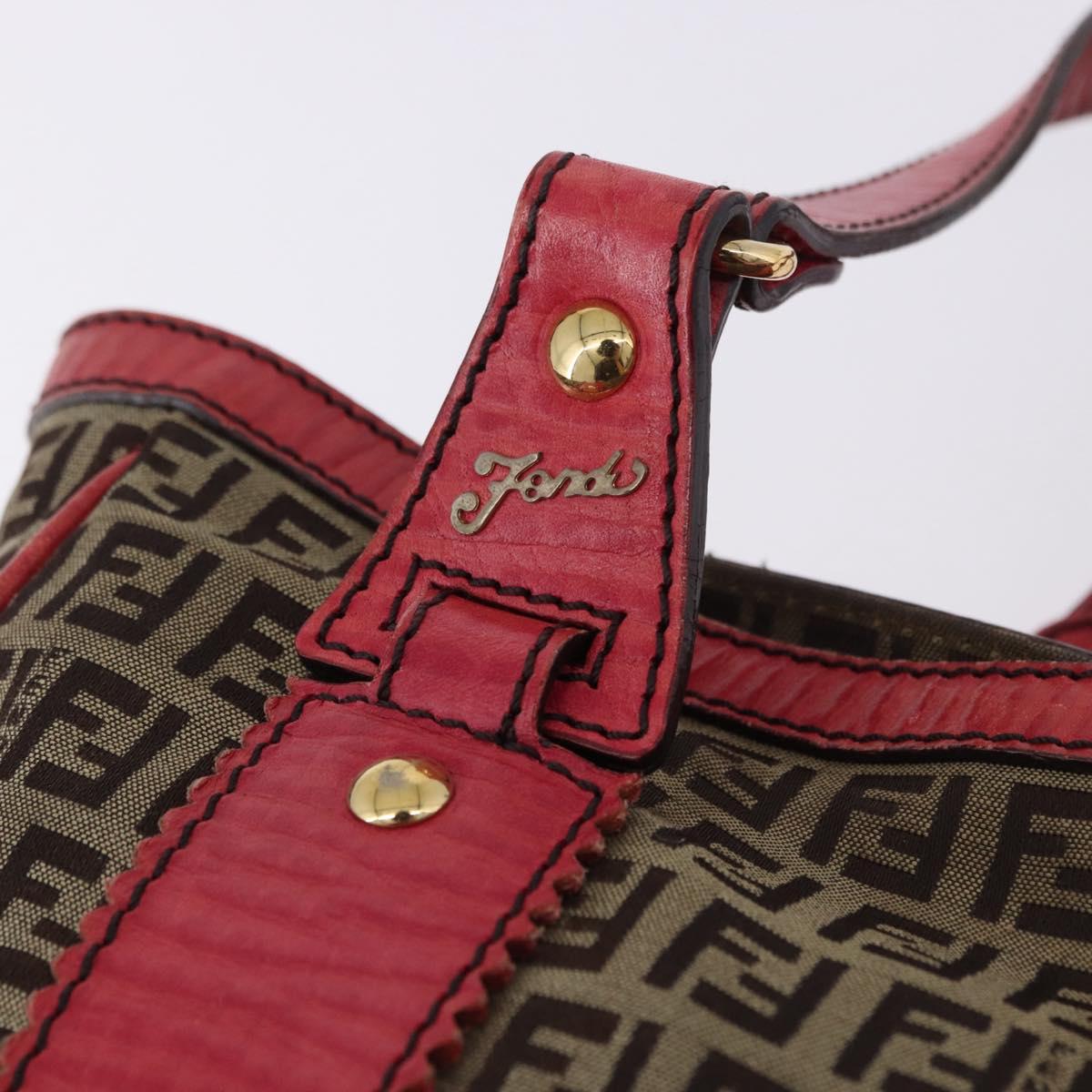 FENDI Zucchino Canvas Tote Bag Beige Gold Auth ka5251