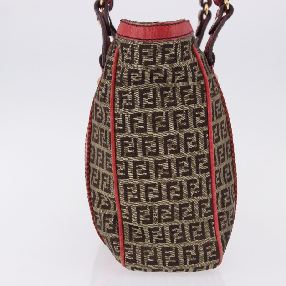 FENDI Zucchino Canvas Tote Bag Beige Gold Auth ka5251
