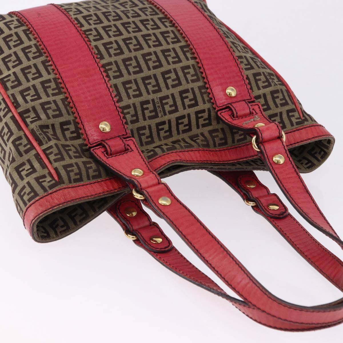 FENDI Zucchino Canvas Tote Bag Beige Gold Auth ka5251
