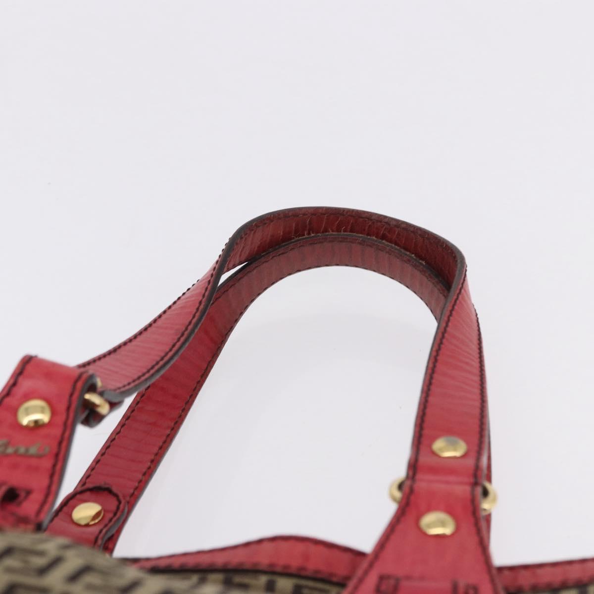 FENDI Zucchino Canvas Tote Bag Beige Gold Auth ka5251