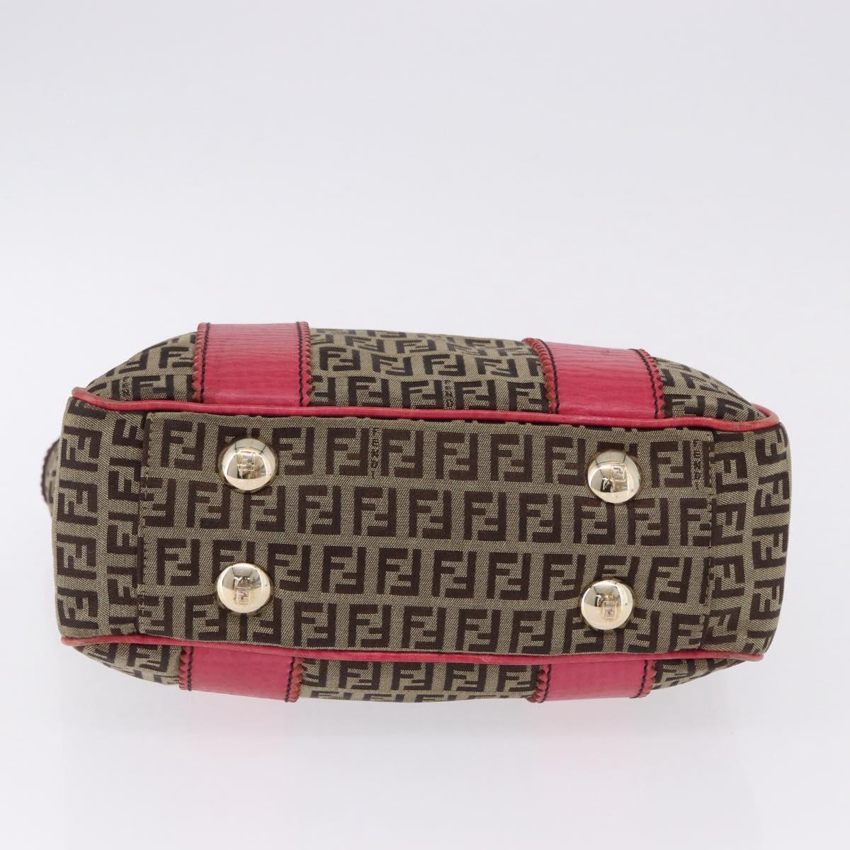 FENDI Zucchino Canvas Tote Bag Beige Gold Auth ka5251
