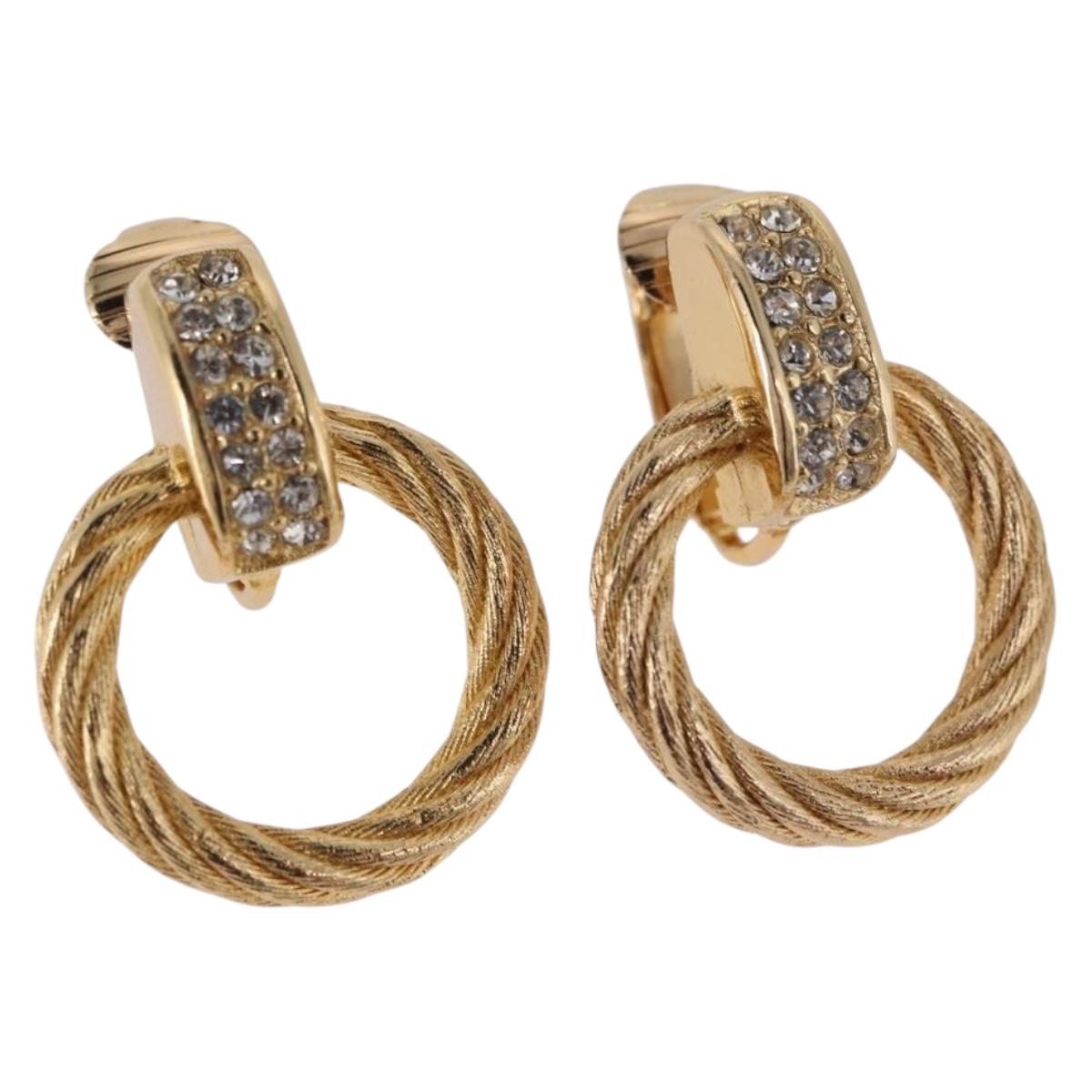 Christian Dior Earring metal Gold Tone Auth ka5252