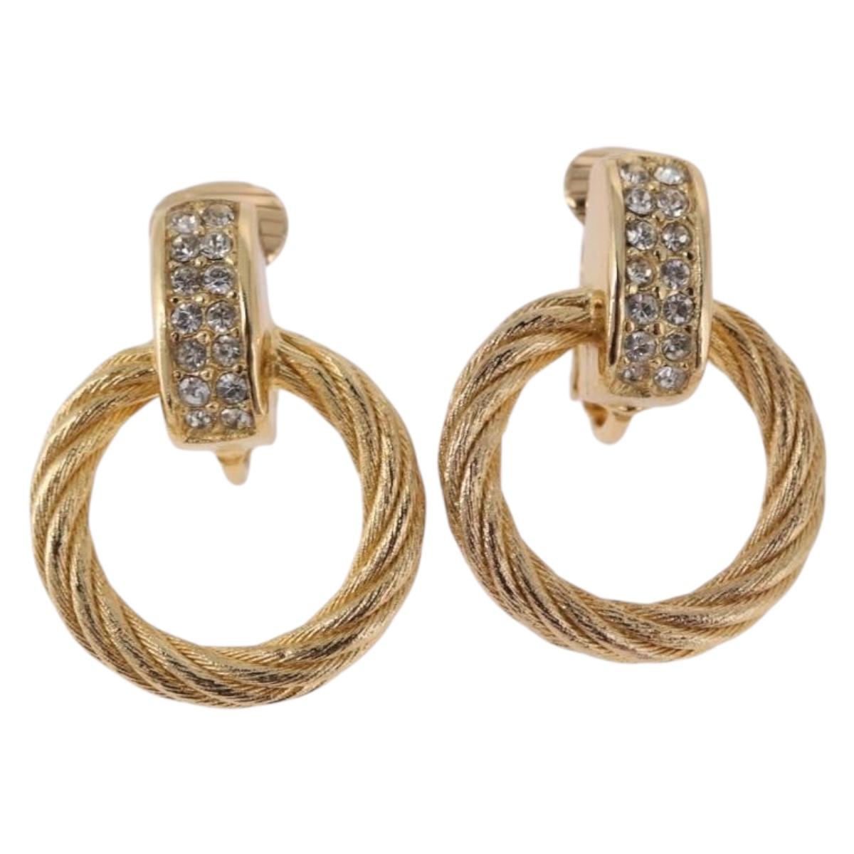 Christian Dior Earring metal Gold Tone Auth ka5252
