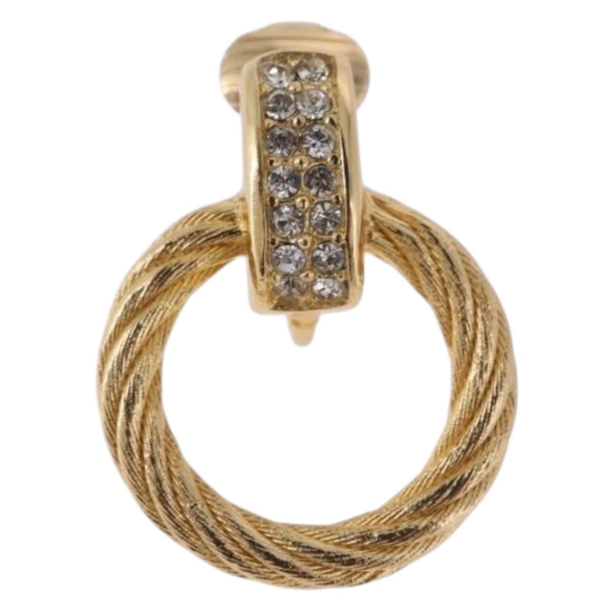 Christian Dior Earring metal Gold Tone Auth ka5252