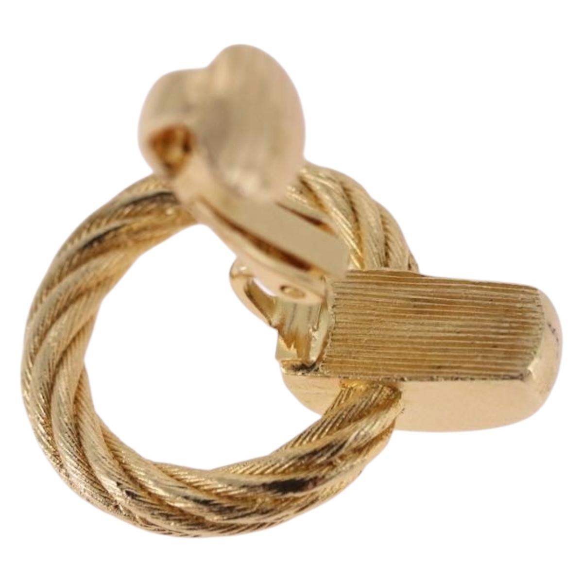 Christian Dior Earring metal Gold Tone Auth ka5252