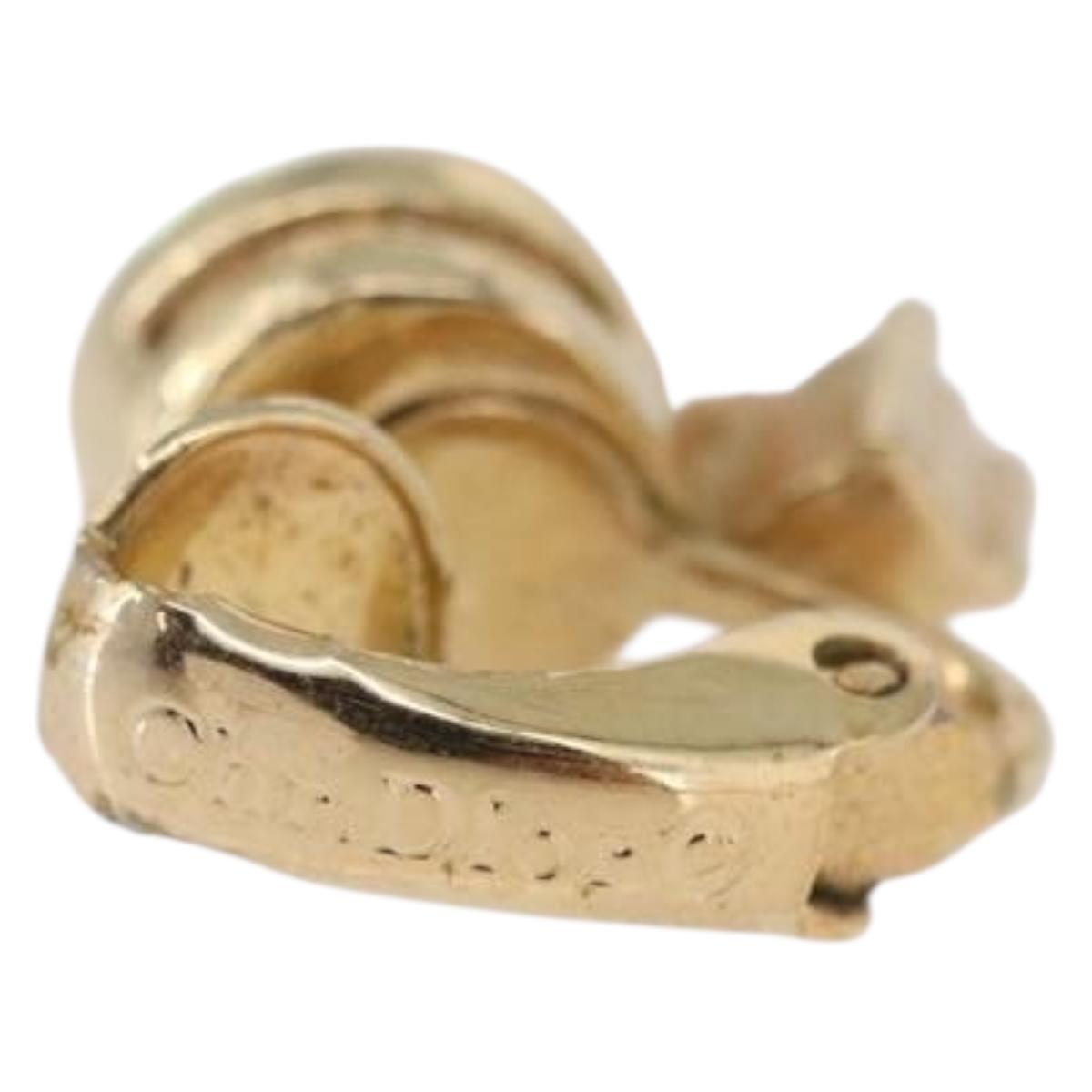 Christian Dior Earring metal Gold Tone Auth ka5253