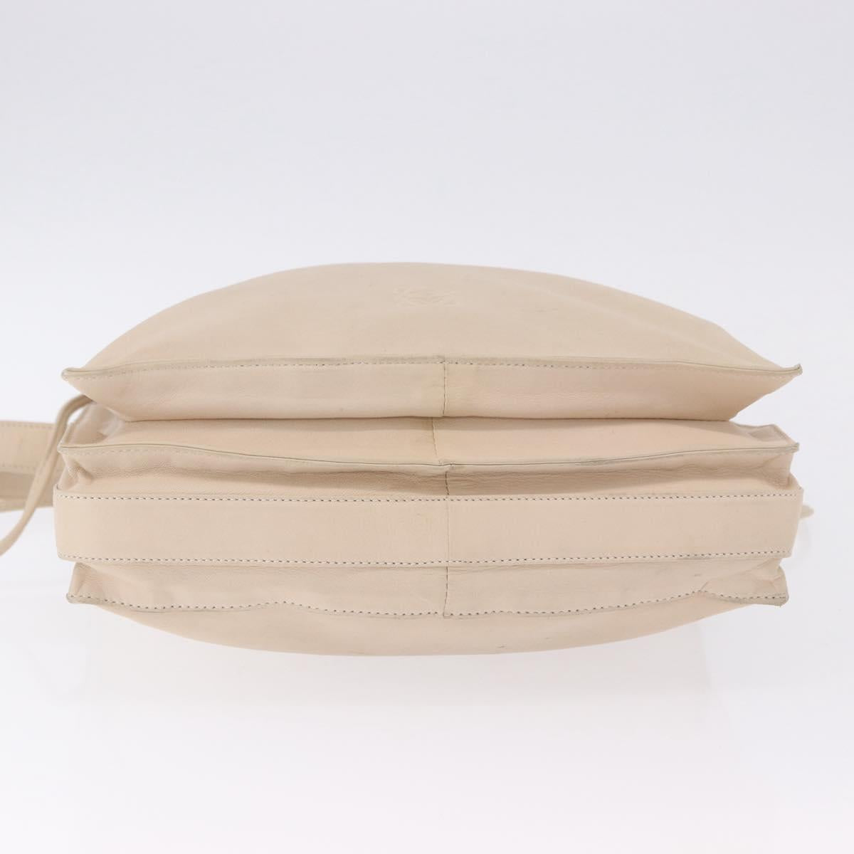 LOEWE Shoulder Bag Leather Ivory Silver Auth ka5256