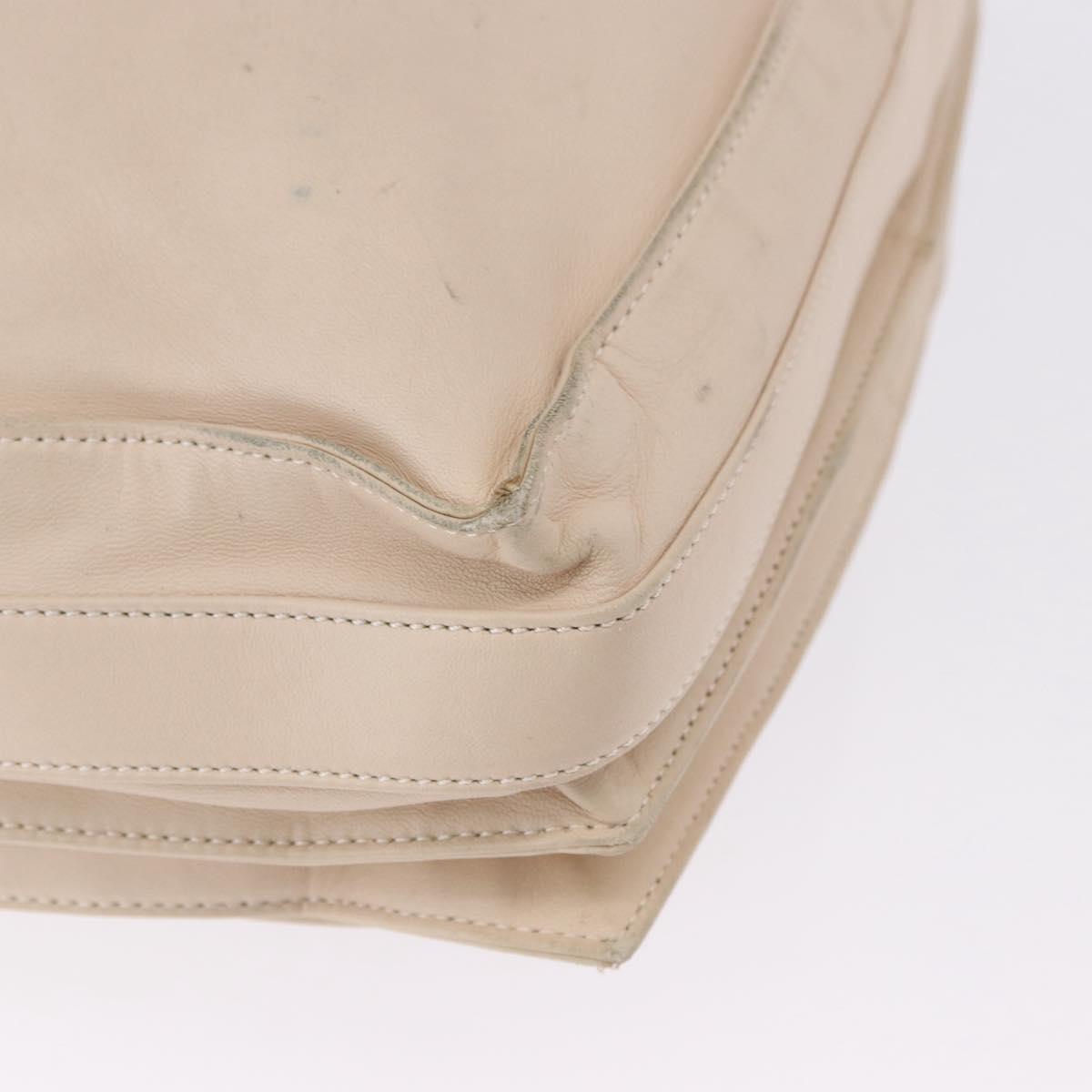 LOEWE Shoulder Bag Leather Ivory Silver Auth ka5256