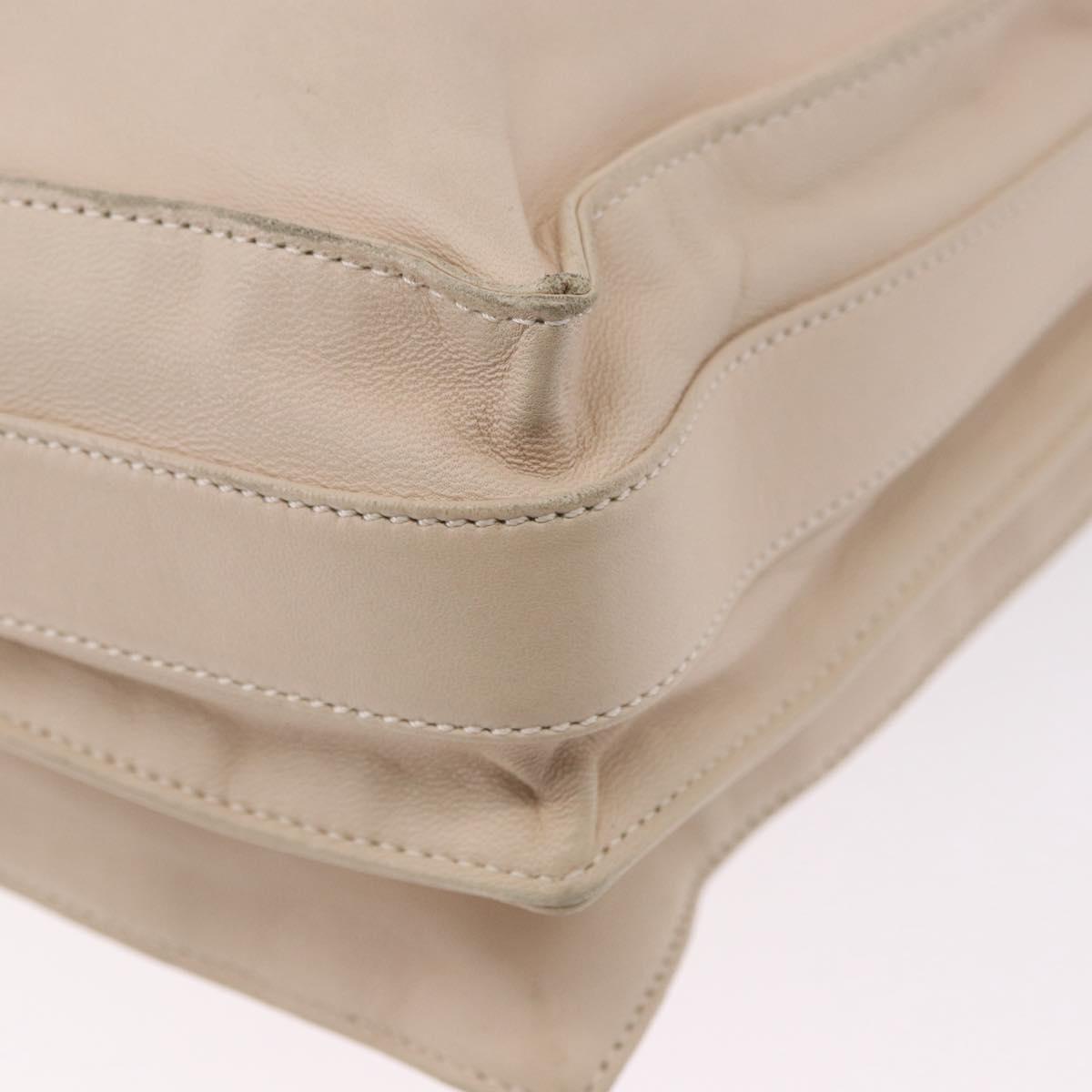 LOEWE Shoulder Bag Leather Ivory Silver Auth ka5256