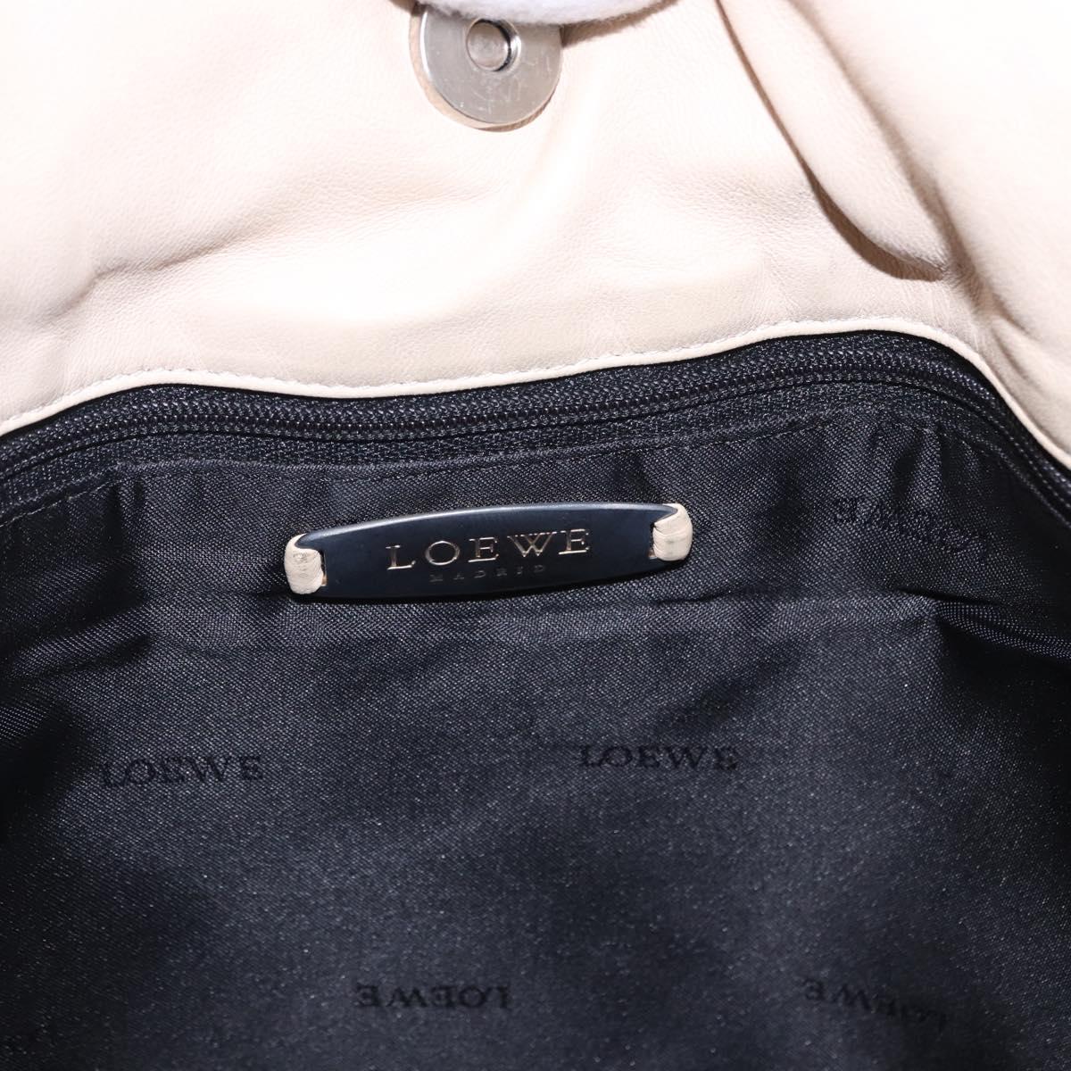 LOEWE Shoulder Bag Leather Ivory Silver Auth ka5256