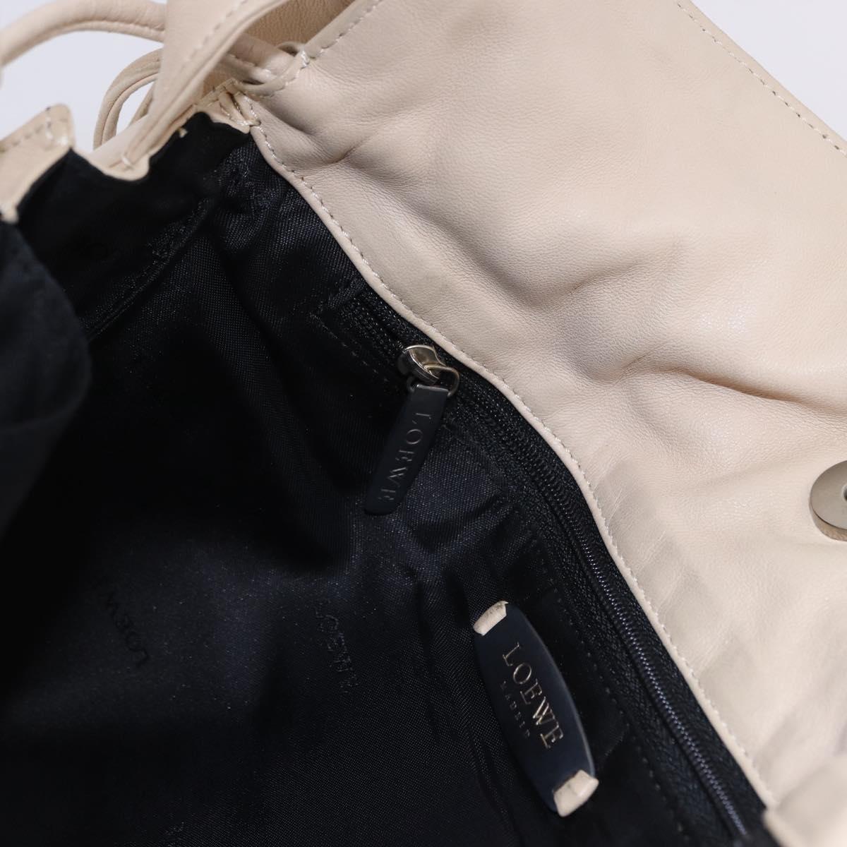 LOEWE Shoulder Bag Leather Ivory Silver Auth ka5256