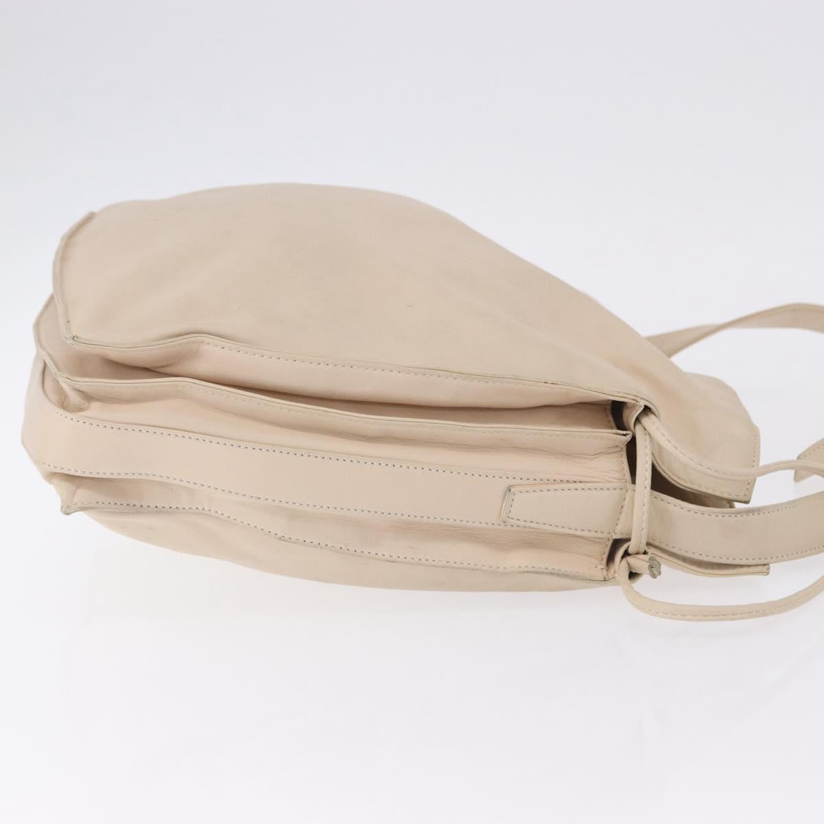 LOEWE Shoulder Bag Leather Ivory Silver Auth ka5256
