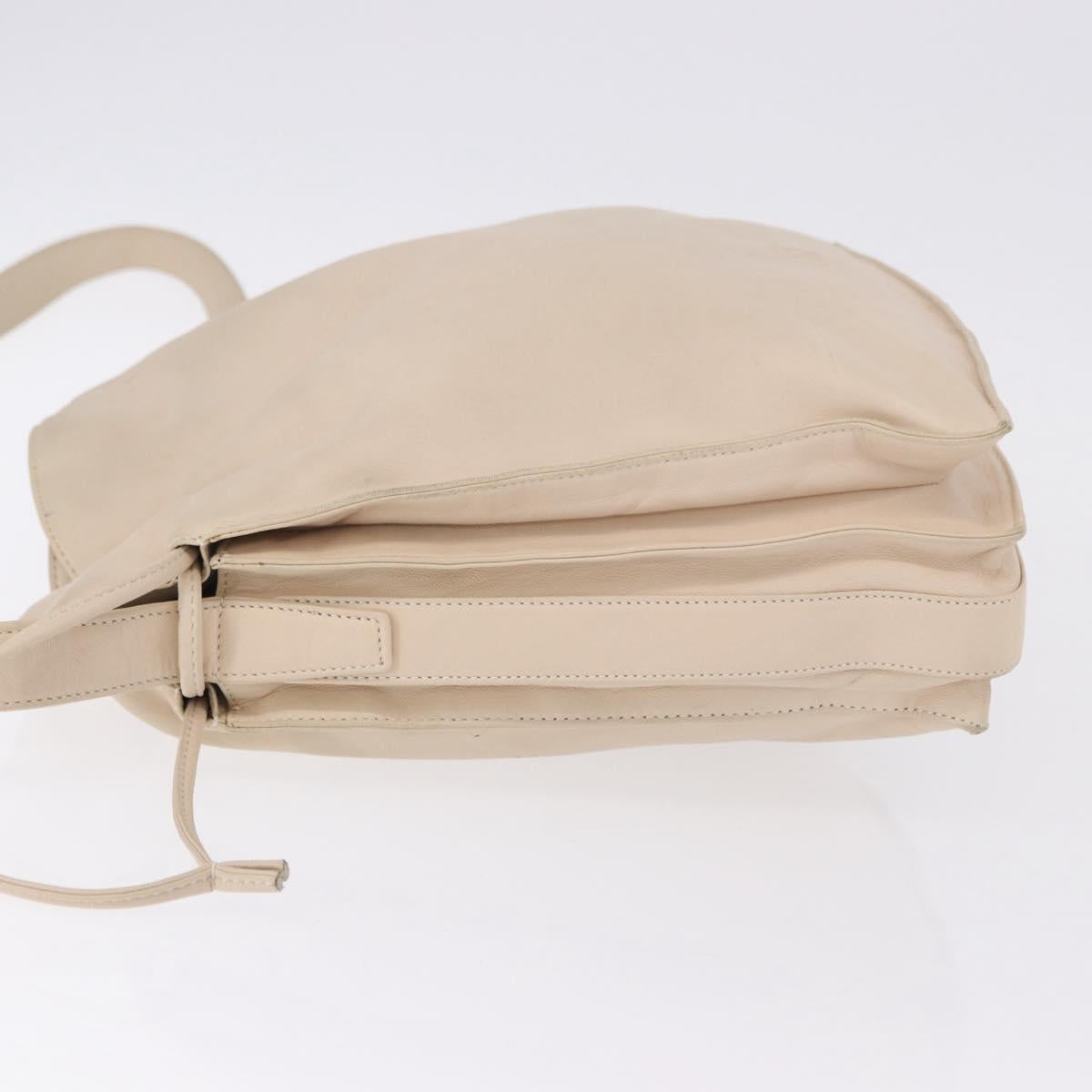 LOEWE Shoulder Bag Leather Ivory Silver Auth ka5256