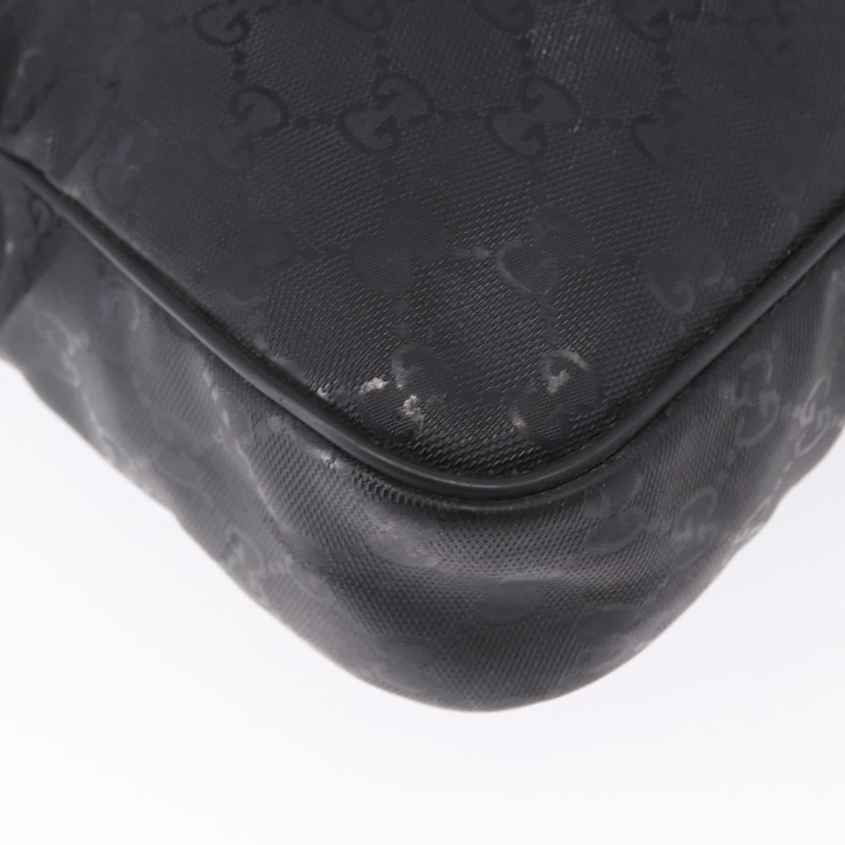 GUCCI GG implementation Business Bag PVC Silver Black 201480 Auth ka5257