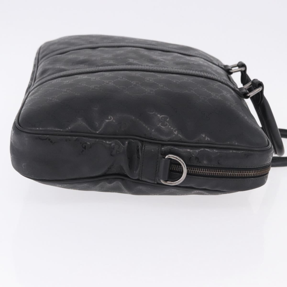 GUCCI GG implementation Business Bag PVC Silver Black 201480 Auth ka5257