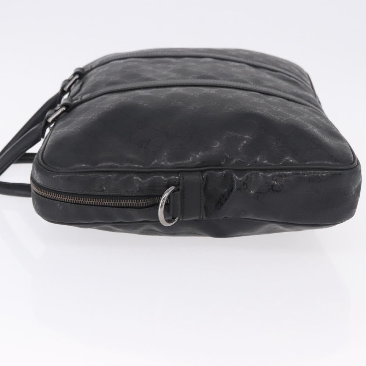 GUCCI GG implementation Business Bag PVC Silver Black 201480 Auth ka5257