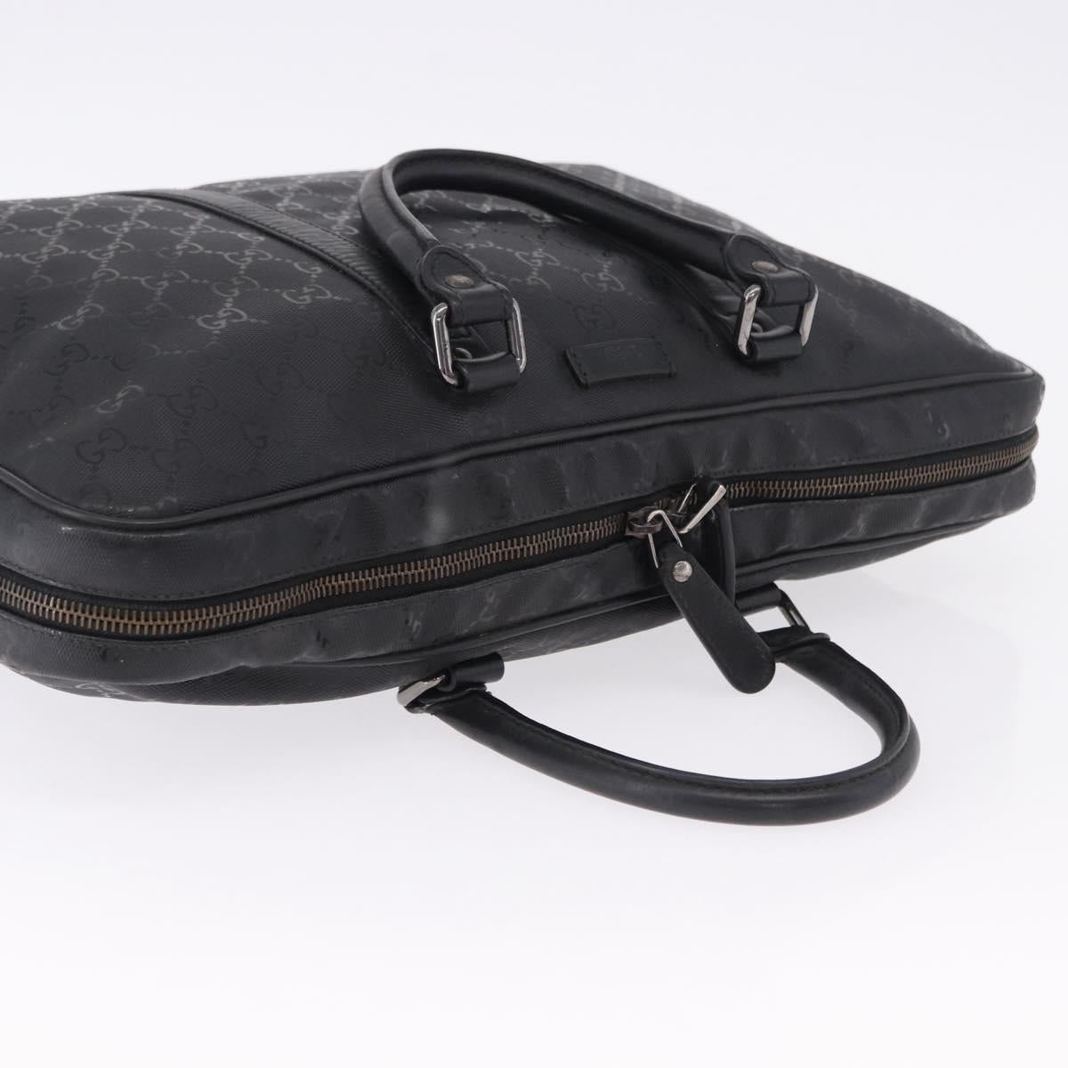 GUCCI GG implementation Business Bag PVC Silver Black 201480 Auth ka5257
