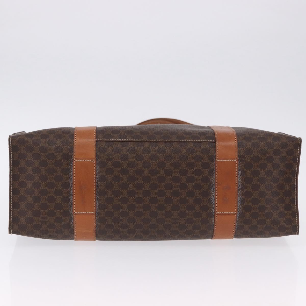 CELINE Macadam Canvas Shoulder Bag PVC Leather Brown Gold Auth ka5258