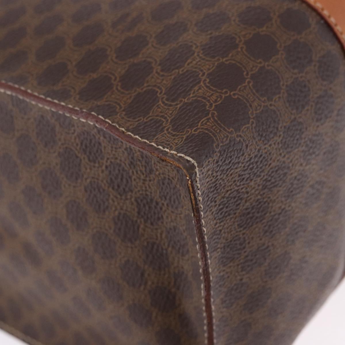 CELINE Macadam Canvas Shoulder Bag PVC Leather Brown Gold Auth ka5258