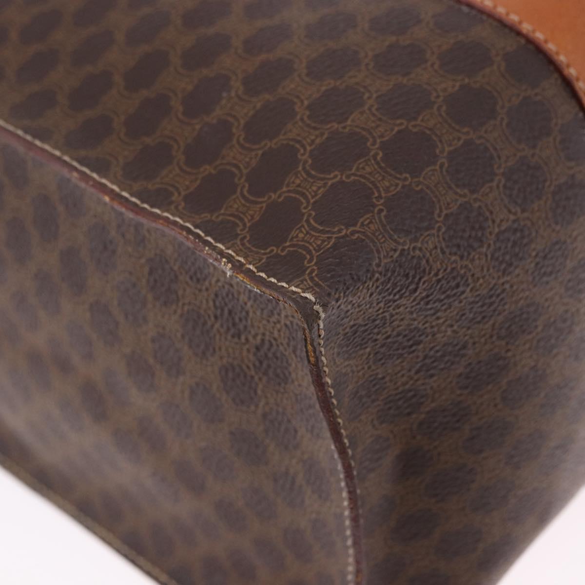 CELINE Macadam Canvas Shoulder Bag PVC Leather Brown Gold Auth ka5258