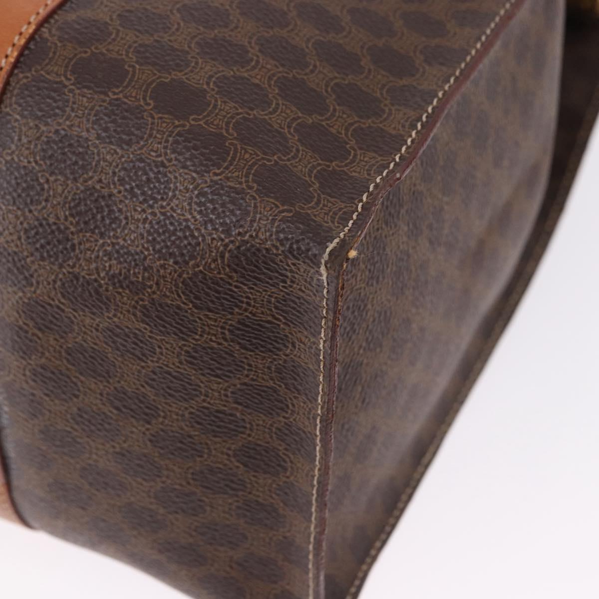CELINE Macadam Canvas Shoulder Bag PVC Leather Brown Gold Auth ka5258